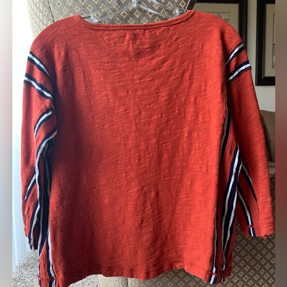MADEWELL Style B6076 Rust Burnt Orange Boxy Fit Pullover Top Stripped Sides SZXS - Picture 6 of 11